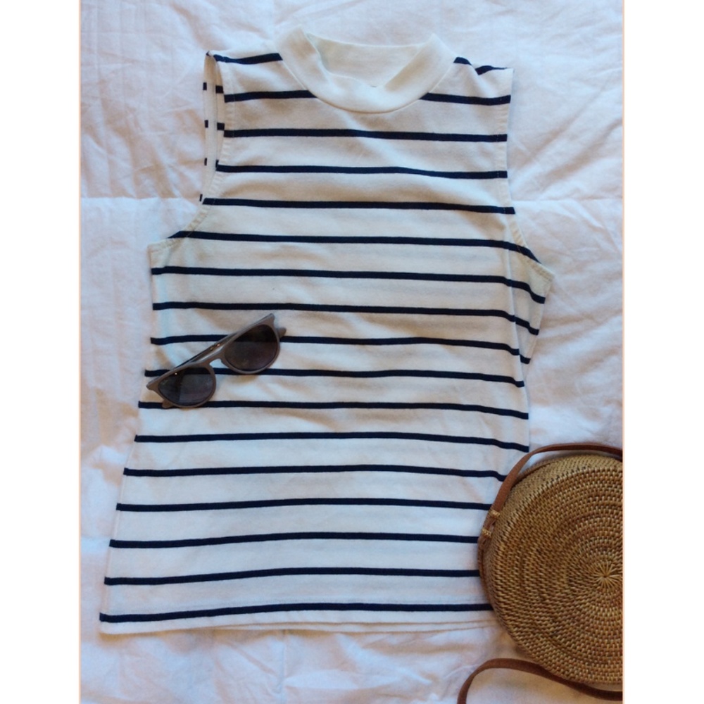 Madewell Tune Mockneck Tank Top, Navy/White